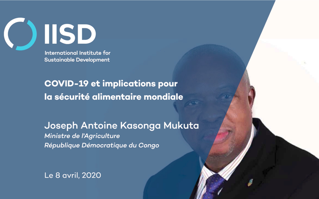 Announcement of a webinar in French over the photo of the minister of Agriculture of the Democratic Republic of Congo